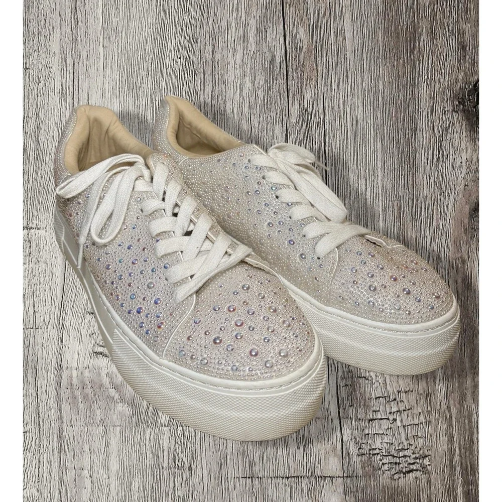 Betsey Johnson Women's Sidny Pearl Lace-Up Sneakers, Size 9.5M